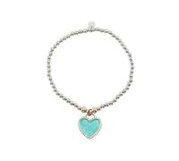 Bracciale Elastico I Giampini Argento 925 Charms Cuore Smaltato Celeste Zirconi