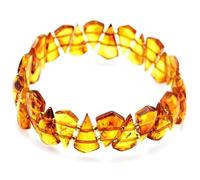 Bracciale elastico in ambra naturale con perline lisce da 14x10x3 mm, forma triangolare, colore giallo, lunghezza 7 pollici, ideale come regalo unisex per la e come portafortuna |L_STBC_00294_7
