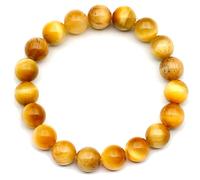 Bracciale elastico in oro naturale con perle di occhio di tigre in vero cristallo d'oro leone elastico in pietre preziose perline da 8 mm gioielli fantasia