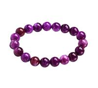 Bracciale Elastico in Perline di Pietra di Giada Viola, Braccialetto di buona Fortuna per Donne, Shu julai ametyst Round Gioielli (Dimensioni: 10mm)