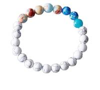 Bracciale Elastico in Pietra Naturale Fatto a Mano, Unisex, Regolabile, da 8mm, con Pietra Turchese Bianca Dell'Amazzonia, per Coppie, da Festa, Alla Moda, da 8mm.