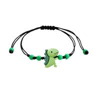 Bracciale elastico intrecciato a mano a tema dinosauro con biglietto auguri per ragazzi e ragazze Bellissimo ciondolo a forma dinosauro intrecciato per giovani, include un biglietto decorativo