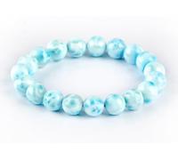 Bracciale elastico larimar donna, gioiello perline cristallo blu naturale