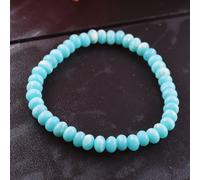Bracciale elastico Larimar/Pectolite Quartz 6-6,5 mm pietre preziose lisce re...