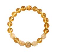 Bracciale elastico leggero e lussuoso in quarzo rosa for donna, gioiello con gemme regolabili, regalo portafortuna con perline for donna(Yellowa)