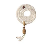 Bracciale Elastico Naturale per Perline Bracciale, Bracciale di Buddha di Giada Bianca 108 per Donne e Uomini, Perle di Rosario in Stile Arte retrò Cristallino per Le Fortunato braccialette in Pietra