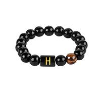 Bracciale elastico personalizzato con 26 iniziali in pietra, bracciale con lettere per uomo, donna e ragazza