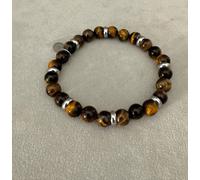 Bracciale Elástico Pietre Occhio Di Tigre Per Uomini E Donne & Acciaio