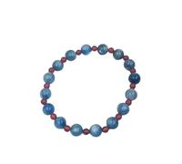 Bracciale Elastico Unisex In Pietra Naturale Alla Moda, Pietra di Cianite Blu da 8mm e Agata Rossa da 4mm, Braccialetto di Perline Fatto a Mano, Braccialetto Yoga, Regali di Amicizia, Compleanno, 8