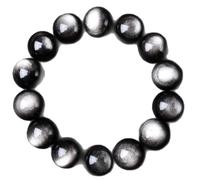 Bracciale elastico unisex pietre preziose naturali e perline di ossidiana