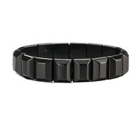 Bracciale Ematite per - braccialettoNero regolabile, gioielli eleganti in pietra naturale, design di perle quadrate, 20 x 20 x 1,8 cm, braccialetto per papà, marito, piccolo amico, compleanno, santo