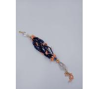 Bracciale Ermes corallo rosa e quarzo e cristalli blu 925