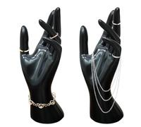 Bracciale espositore, 2 pezzi di supporto per gioielli a mano, manichino a mano, anelli espositore per gioielli, modello a mano femminile, porta gioielli per collane, anelli, bracciali (nero)