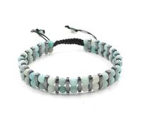 Bracciale etnico a doppia fila con perline rotonde in cristallo di pietra naturale e calcoli biliari neri for uomo e donna(TianheStone)