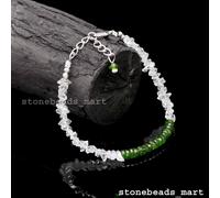 Bracciale fatto a mano in argento sterling 925 Herkimer + pepita/rondelle...