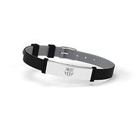 Bracciale FC Barcelona Fashion Nero Scudo Regolabile per Uomo, Donna e Bambino | Bracciale Barça in silicone e acciaio inossidabile | Supporto Barça con un prodotto ufficiale culé | FCB