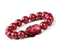 Bracciale Feng Shui Amuleto Pixiu/Pi Yao Bracciale Cinabro Ricchezza Fortuna Perline Fascino di energia naturale Bracciale elastico Proteggi gli spiriti maligni Talismano for la prosperità ? Cinabro