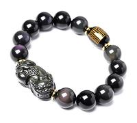Bracciale Feng Shui Bracciale Arcobaleno Occhio Bracciale in Ossidiana Bracciale con Perline di da 14 mm Bracciale in Pietra preziosa Naturale Bracciale in Ossidiana Buona Fortuna Amuleto Porta