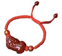 Bracciale Feng Shui/Bracciale Bracciale in di Agata Rossa Bracciale con Perline Mantra a Sei Caratteri Bracciale Portafortuna Regolabile Fatto a Mano Talismano per buona Fortuna Unisex,Rosso