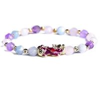 Bracciale Feng Shui, Bracciale Bracciale ricchezza Cambia Colore Pi Yao Charm Bracciale Multi Quarzo Rosa Ametista 7 Chakra Equilibrio Amuleto Fortunato Ricco per Soldi Buona Fortuna inaspettata
