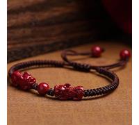 Bracciale Feng Shui Bracciale cinabro Naturale Bracciale Doppio Bracciale Mantra a Sei Caratteri Bracciale Buddista Fatto a Mano Bracciale Portafortuna Regolabile Unisex,