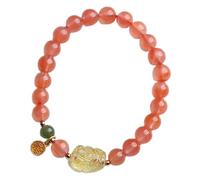 Bracciale Feng Shui, Bracciale di Agata Rossa a Sud di Agata Rossa Shui Feng Shui Bracciale Amuleto Lucky Amulet Bracciale per Donne PI Yao Dragon Multi-Gem Chakra Crystal Quartz Bracciale