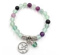 Bracciale Feng Shui, Bracciale di cristallo, Bracciale Feng Shui, Bracciale di cristallo di fluorite, Bracciale Feng Shui, Bracciale con ciondolo in sanscrito, Bracciale con pietre preziose dei sette