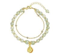 Bracciale Feng Shui, Bracciale di cristallo, Bracciale Feng Shui, Bracciale di giada, Bracciale di giada nefrite Hetian, Bracciale di cristallo con campana e talismano in oro, Gioielli di lusso for le