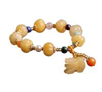 Bracciale Feng Shui, Bracciale di cristallo, Bracciale Feng Shui, Bracciale di giada Pi Xiu Bracciale della ricchezza Feng Shui Bracciale di giada gialla del deserto del Gobi Bracciale di cristallo an