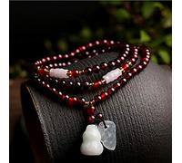 Bracciale Feng Shui, Bracciale di cristallo, Bracciale Feng Shui, Bracciale Feng Shui Hulu Wu Lou Calabash, Granato Premium di livello A, Fei Cui, Giada, Pietra preziosa Chakra, Talismano multistrato,