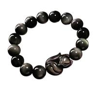 Bracciale Feng Shui, Bracciale di ricchezza Feng Shui God Fox Fox Rainbow Obsidian Bracciale Talismano Lucky Fox Charm Crystal Bracciale Crystal Chakra Amulet per Amore Attrazione Moneta Felice