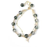 Bracciale Feng Shui, Bracciale di Verde Rhinestone Fortunato Moon Charm Chartz Bracciale Chakra Gemme di Lussuosa Vacanza Amuleto per Le Vacanze lussuose per la prosperità Luck Wealth Building