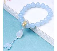 Bracciale Feng Shui Bracciale in Calcedonio Blu Bracciale con Ciondolo Animale Zodiaco Coniglio Bracciale con Pietre Preziose Naturali da 10 mm per Donna Bracciale Reiki con Chakra di Talismano