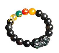 Bracciale Feng Shui, Bracciale in cristallo Feng Shui Cinque Dei della ricchezza 5 Elementi Bracciale con ciondolo Pixiu Quarzo Chakra Gemme Meditazione Quarzo Soldi Lucky Pi Yao Amuleto contro il mal