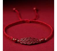 Bracciale Feng Shui Bracciale in Pietra di cinabro Bracciale con Cinque Monete antiche Bracciale Portafortuna per Donna Uomo Bracciale Buddista Fatto a Mano Talismano Regolabile, Rosso Scuro, Amuleto