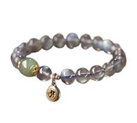 Bracciale Feng Shui Bracciale Moonstone Moonstry Bracciale Sterling Sterling Pendant Bracciale Fasciole Bracciale 8mm gemma naturale Bracciale verde Amuleto Reiki Crystal Quarzo Bracciale Buona