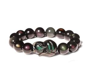 Bracciale Feng Shui, Bracciale Ricchezza Feng Shui Volpe Dio Arcobaleno Bracciale Ossidiana Talismano Portafortuna Bracciale con perline di cristallo Chakra Amuleto for Amore Attrazione Soldi Matrimon
