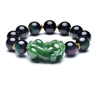 Bracciale,Feng Shui Bracciale Ricchezza Prosperità Hetian Giada Nefrite Piyao Bracciale Ossidiana per Gli Amanti Talismano Bracciale Chakra Pietra Attirare Fortuna Amore Denaro