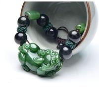 Bracciale,Feng Shui Bracciale Ricchezza Prosperità Hetian Giada Nefrite Piyao Bracciale Ossidiana per Gli Amanti Talismano Bracciale Chakra Pietra Attirare Fortuna Amore Denaro