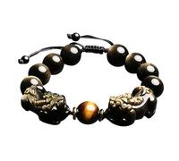 Bracciale Feng Shui, braccialetto di cristallo, braccialetto Feng Shui, braccialetto in ossidiana dorata, prosperità, doppio Pixiu, Feng Shui, ricchezza, energia fisica positiva, benedetto, regalo for
