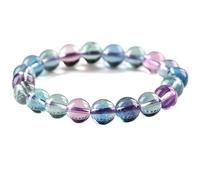 Bracciale Feng Shui, braccialetto di cristallo naturale per uomini e donne, amuleto gemma fluorite per l'equilibrio dei chakra, 6mm, Acetato, Nessuna pietra preziosa