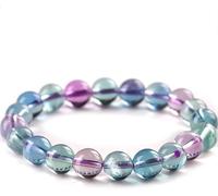 Bracciale Feng Shui, braccialetto di cristallo naturale per uomini e donne, amuleto gemma fluorite per l'equilibrio dei chakra, 12 mm, acetato, non è una pietra preziosa