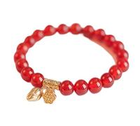Bracciale Feng Shui Bracciata rossa Bracciale Bracciale in cristallo in perline di perline Wu Lou Lotus Lucky Charm Bracciale Bracciale per propizio/Auspicio, Wu Lou Cinnabar