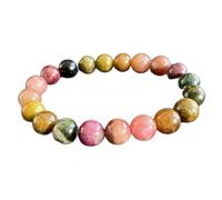 Bracciale Feng Shui Brasile Naturale Brasile Tourmalina Colorful Gemstone Round Perle Elastic Bracciale Yoga Meditazione Lucky Talisman spirituale per uomini Donne Wealth Money Good Luck Prosperity,