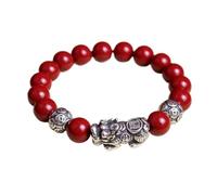 Bracciale Feng Shui Cinabro, Feng Shui Ricchezza Pixiu/Piyao Bracciale Cinabro Viola Bracciale in argento puro Buddha Perline Amuleto Prosperità Bracciale minerale grezzo for donne/uomini, Cinabro da