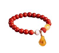 Bracciale Feng Shui, cinabro naturale, Fei Cui, ambra, semi di loto fortunato, ciondolo con ciondolo, multi gemma, 8 mm, braccialetto elastico con perline, talismano spirituale for longevità, ricchezz