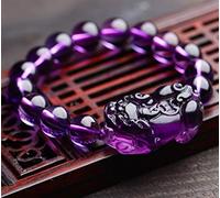Bracciale Feng Shui, Crystal Piyao Amulet Bracciale Feng Shui Prosperità Stretch Bangle Amethyst Talisman Gemstone Attrarre Denaro Accademica Careta Accademica Buona Fortuna per Gli Uomini Box Regalo