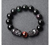 Bracciale, Feng Shui Doppio Piyao Bracciale Ricchezza Prosperità Arcobaleno Ossidiana Talismano Pietra Bracciale Elasticizzato Attira Denaro Fortuna Fortuna, Occhio di Tigre Rosso