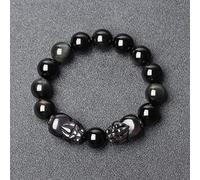 Bracciale, Feng Shui Doppio Piyao Bracciale Ricchezza Prosperità Arcobaleno Ossidiana Talismano Pietra Bracciale Elasticizzato Attira Denaro Fortuna Fortuna, Occhio di Tigre Rosso