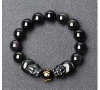 Bracciale, Feng Shui Doppio Piyao Bracciale Ricchezza Prosperità Arcobaleno Ossidiana Talismano Pietra Bracciale Elasticizzato Attira Denaro Fortuna Fortuna, Occhio di Tigre Rosso